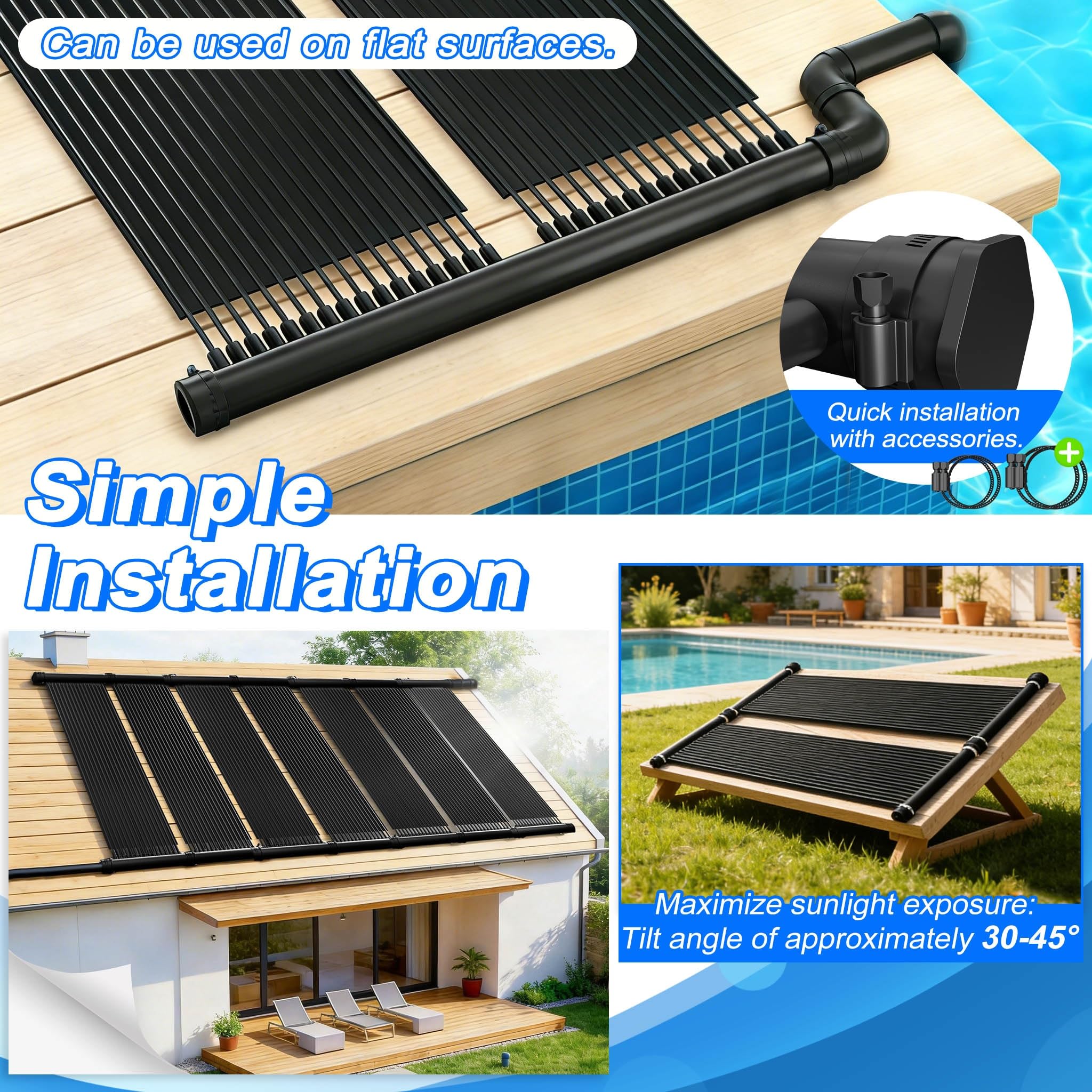 UISEBRT Solarkollektor Poolheizung 500x70 cm,Solarheizung Poolheizung Warmwasser Heizung,UV-beständiger Kunststoff,Solarmatte Heizmatte für Pools Schwimmbad