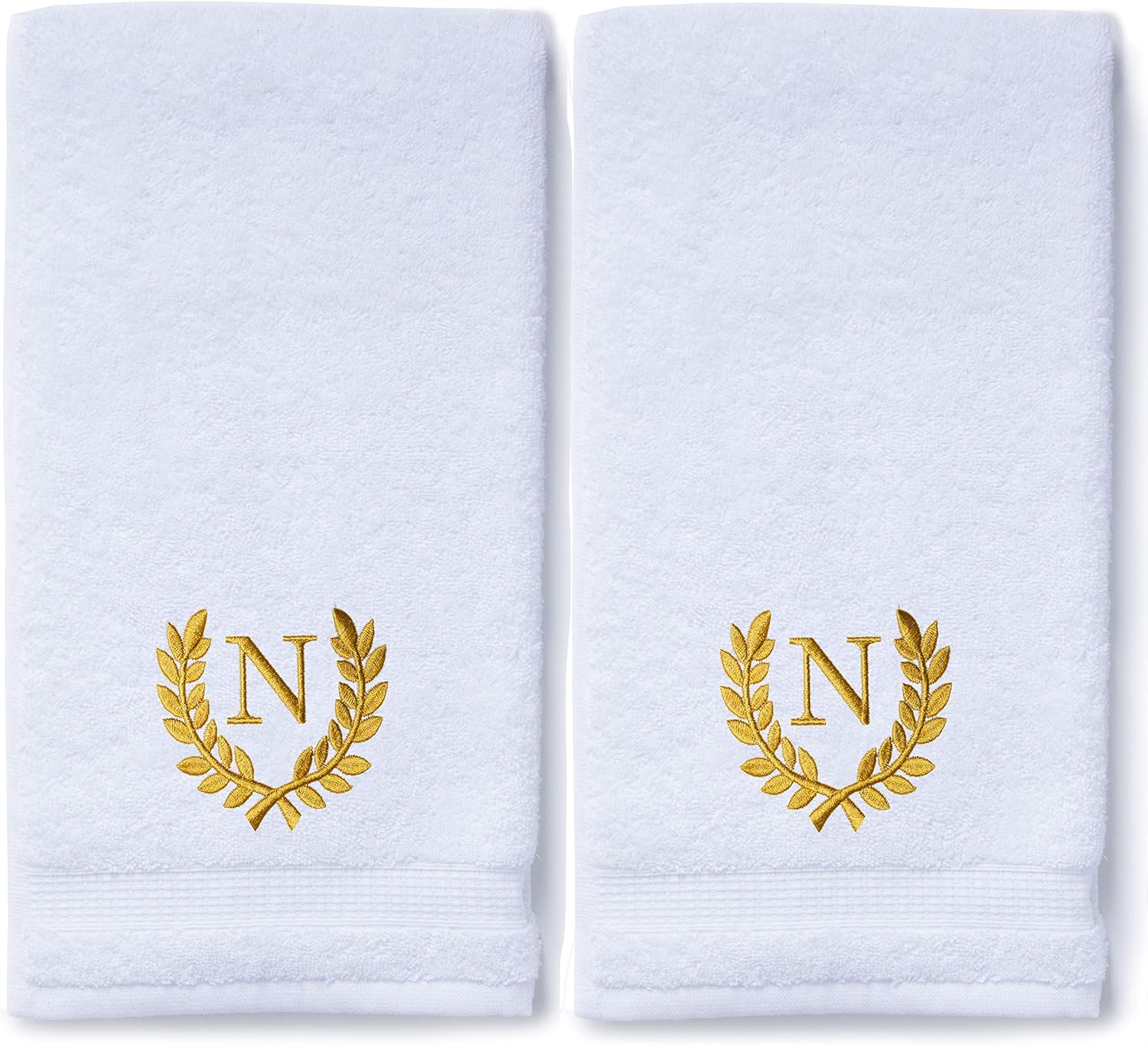 Decorative and Monogrammed Hand Towels for Bathroom Kitchen Makeup | Personalized Gift for Wedding-Bridal | Roman Font Custom Luxury Turkish Towel | Spa Collection, Oversized, 16 X 30 Inch, Set of 2