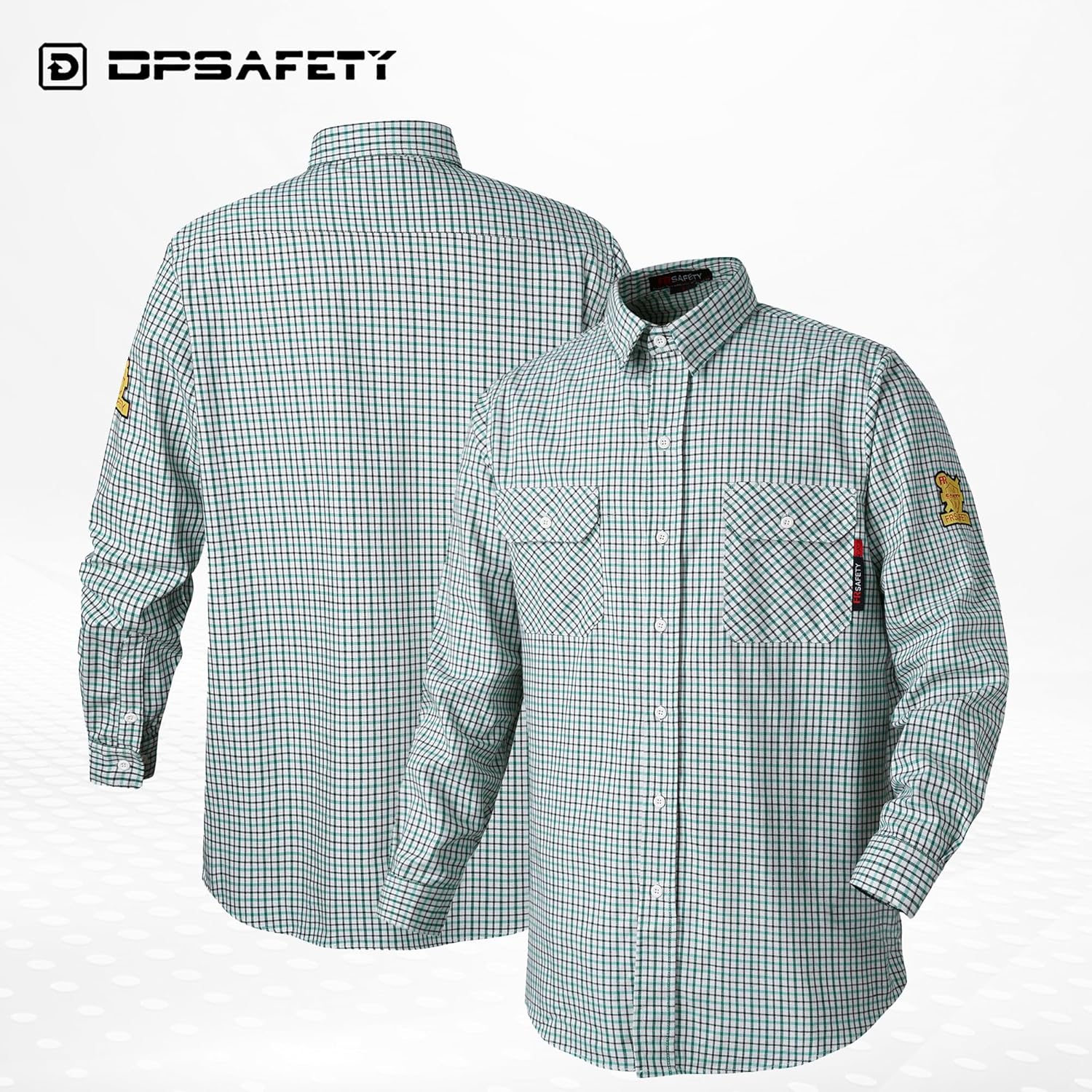 FR Shirts for Men 7oz Fire Resistant Shirts CAT2 Welding Shirt 100% Cotton Flame Resistant Shirt Greens/Plaid(2X-Large) - Image 5