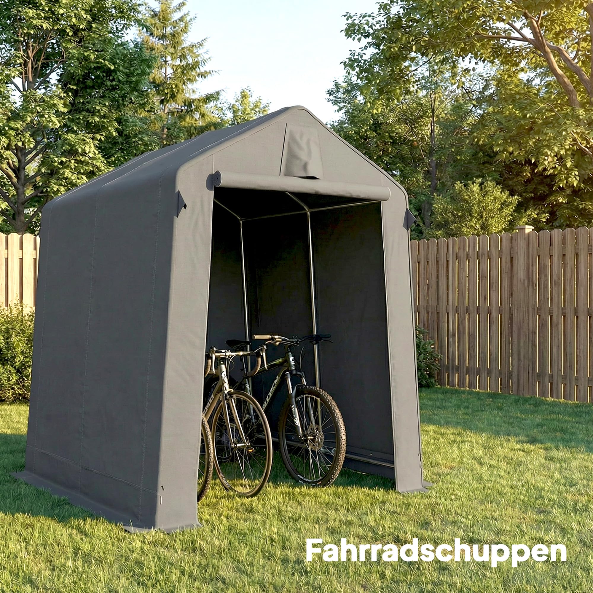 Outsunny Garagenzelt 2,3 x 1,9 m Wasserabweisend mit Belüftung Dunkelgrau | Rollbar Reißverschlusstür, Satteldach, UV-beständig, Gerätezelt, Zeltgarage, Unterstand Lagerzelt für Gartengeräte, Motorrad