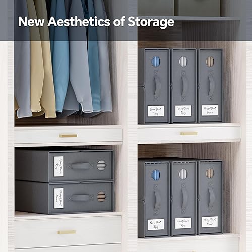 Miniatura 2 de TRZZ Organizadores y almacenamiento de sábanas, paquete de 4, tamaño QueenKing (gris), organizador de sábanas, contenedores de almacenamiento de