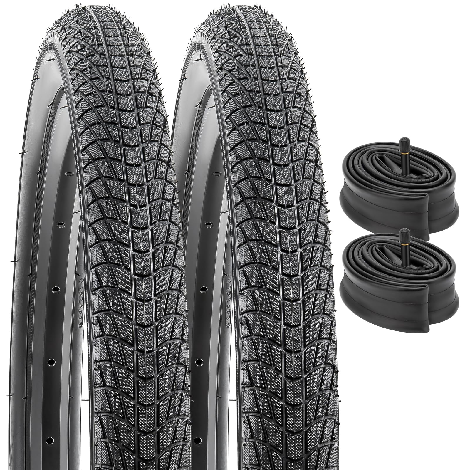 YunSCM 2-PCS 16" Bike Tyres 16x1.75 47-305 Bicycle Tires and 16 inch Bike Tubes AV32mm Schrader Valve, Compatible with 16x1.65 16x1.75 Road/City Kid Bike Bicycle Tires and Tubes