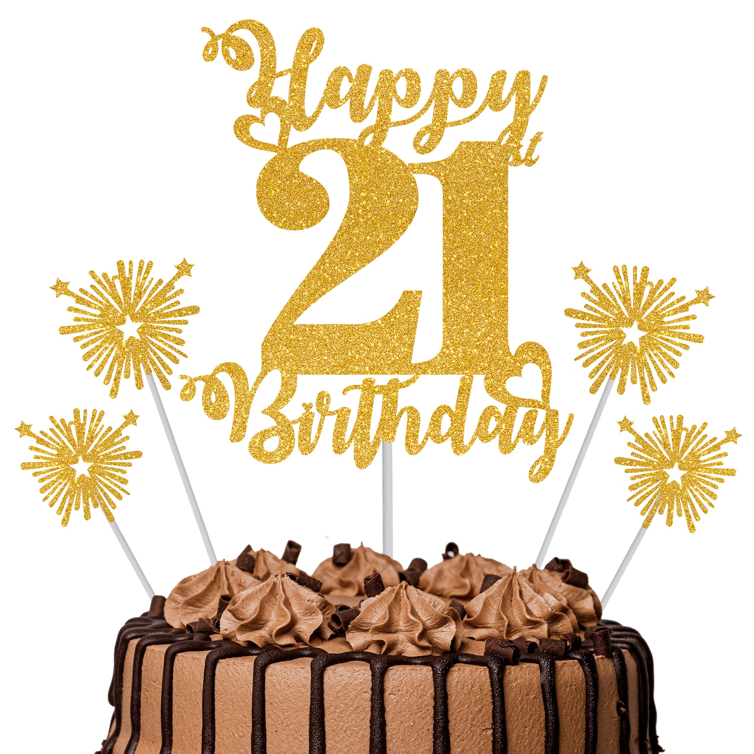 Gold Glitter 96th Birthday Cake Topper Set – 5 Piece Premium Glitter Birthday Decoration & Party Supplies for Men, Women & Kids – 96th Birthday — view 27