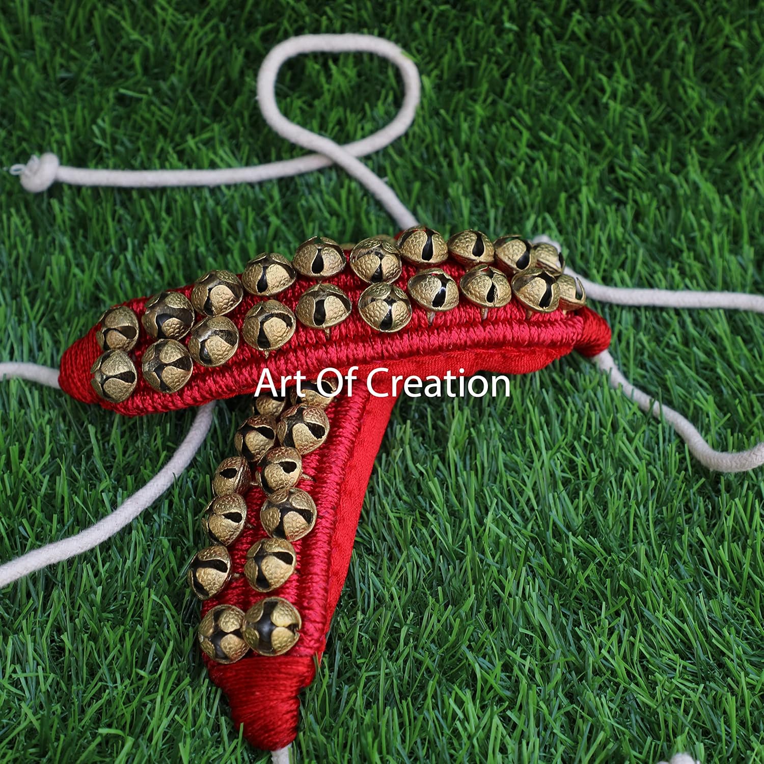 Art of Creation Kathak Dancing Ghungroo Bells 2 Line Classical Dancers Anklet Musical Instrument Bharatnatayam Indian Traditional 40 Bell Red Padded