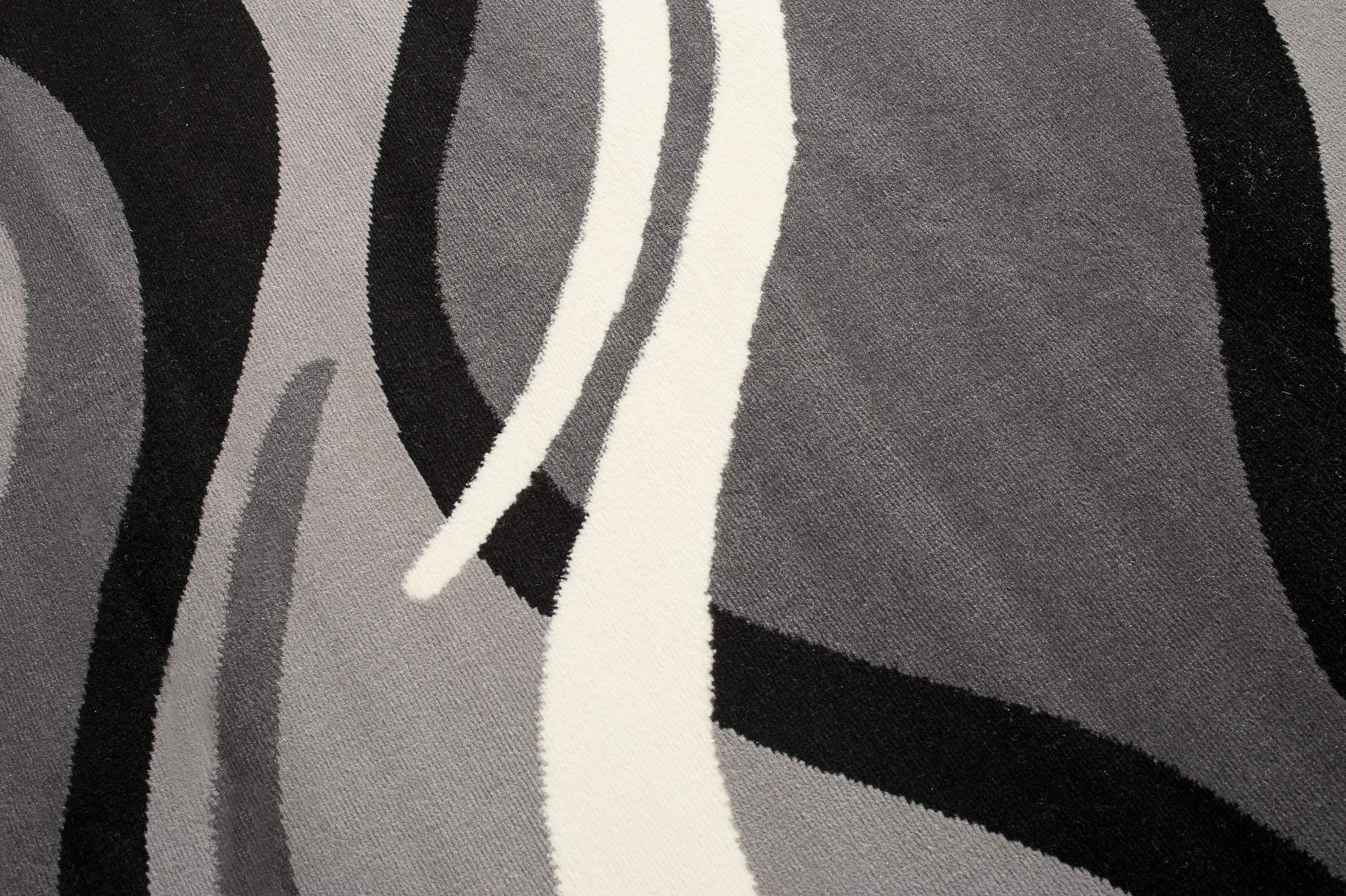 TAPISO Dream Tapis de Salon Chambre Salle à Manger Adulte Bureau Design Moderne Noir Gris Blanc Abstrait Motif Ondes Vagues Poil Court Fin Doux Léger Résistant 140 x 200 cm