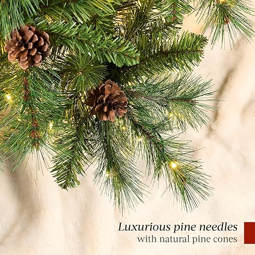 Miniatura 5 de Best Choice Products Árbol de Navidad completo de pino escocés, decoración navideña preiluminada de 6 pies con 1200 micro luces LED parpadeantes, 2
