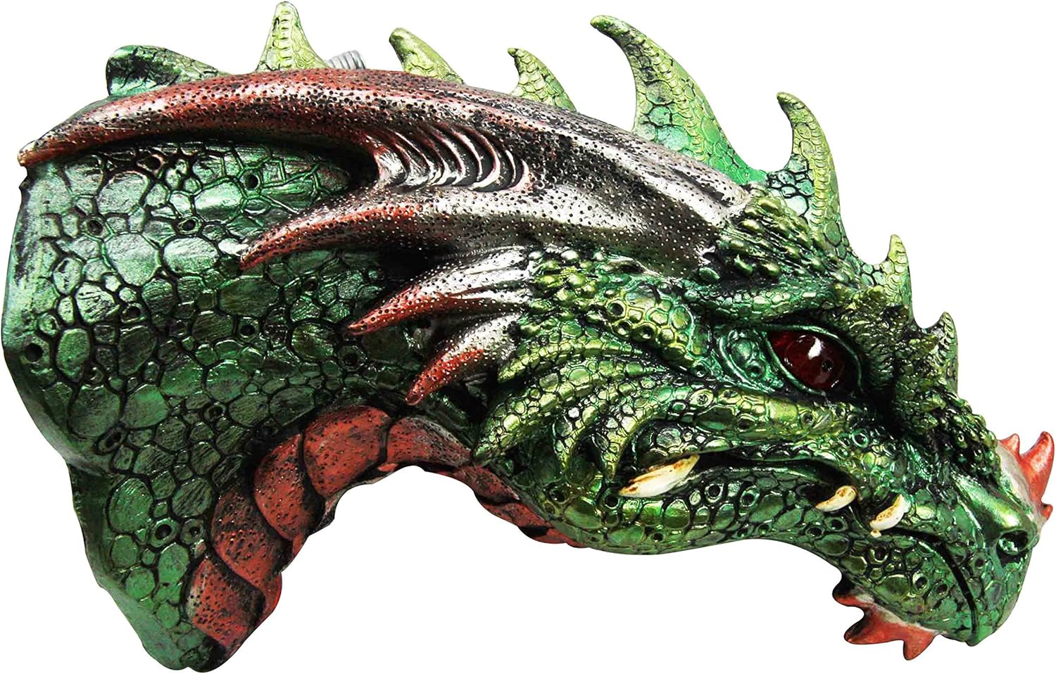 Medieval Castle Dungeon Green Dragon Wall Plaque with LED Illuminated Eyes Sculpture Plaque Home Decor
