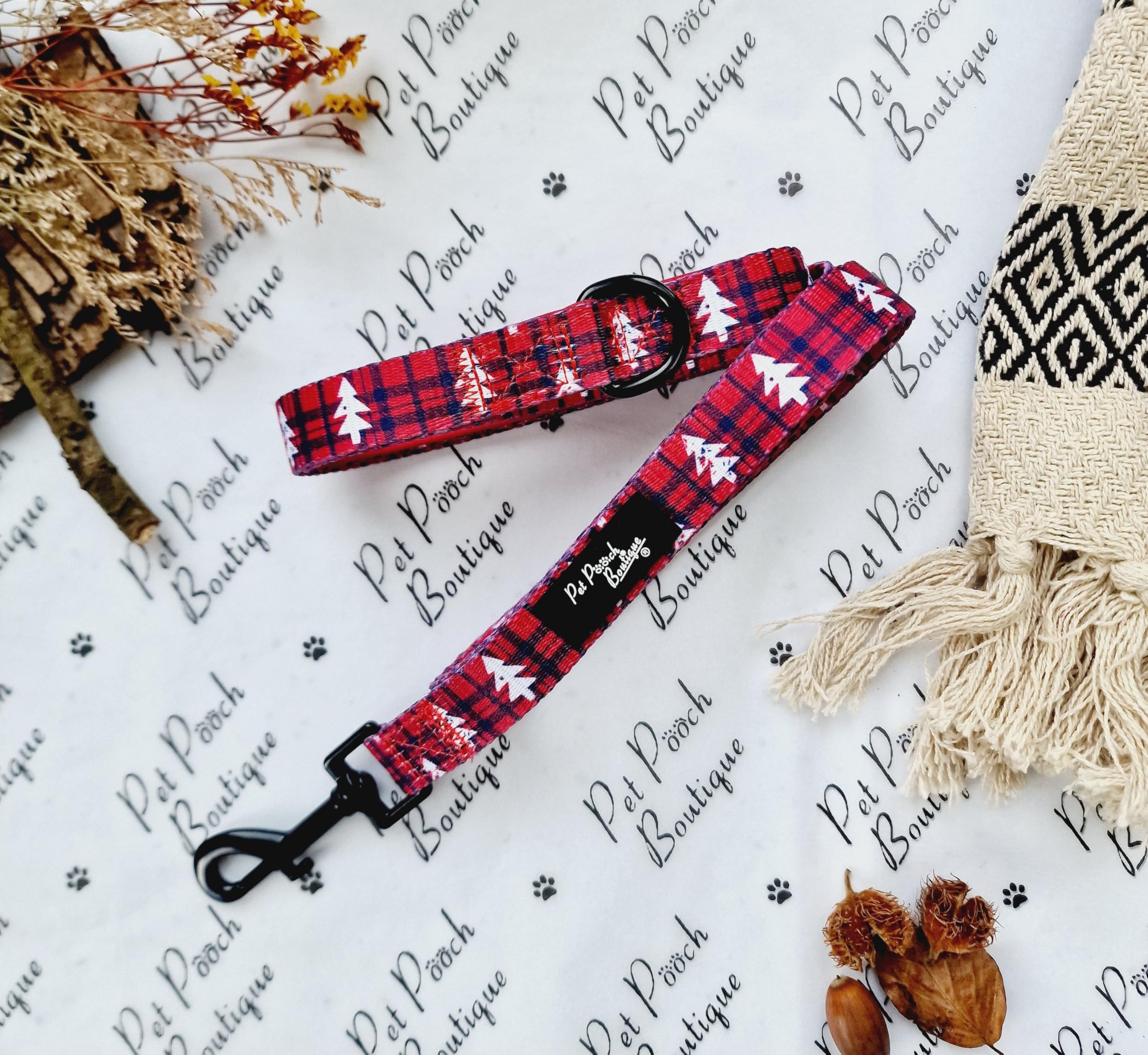 Winter Wonderland Plaid Christmas DOG LEAD - REVERSIBLE