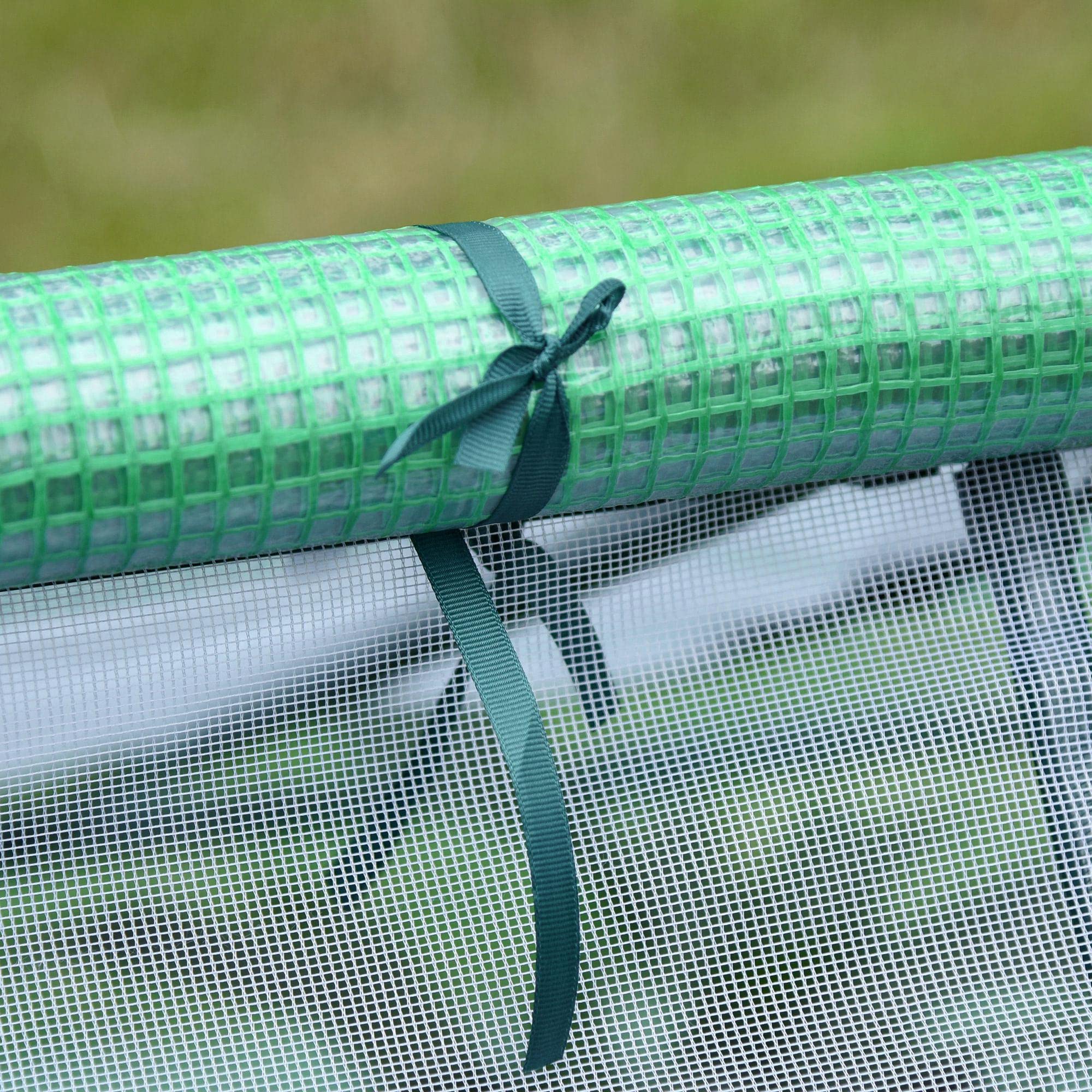 Outsunny Mini Serre de Jardin Toit Pointu 180 x 140 x 80 cm Vert foncé | Mini serre tunnel, Acier, PE haute densité 140 g/m², Anti-UV, 2 grandes fenêtres enroulables