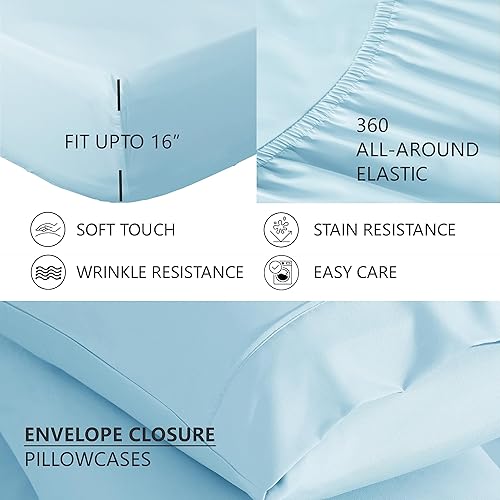 Miniatura 4 de American Home Collection Juego de sábanas de 4 piezas tamaño Queen, microfibra extrasuave, transpirable, resistente a las arrugas y a la