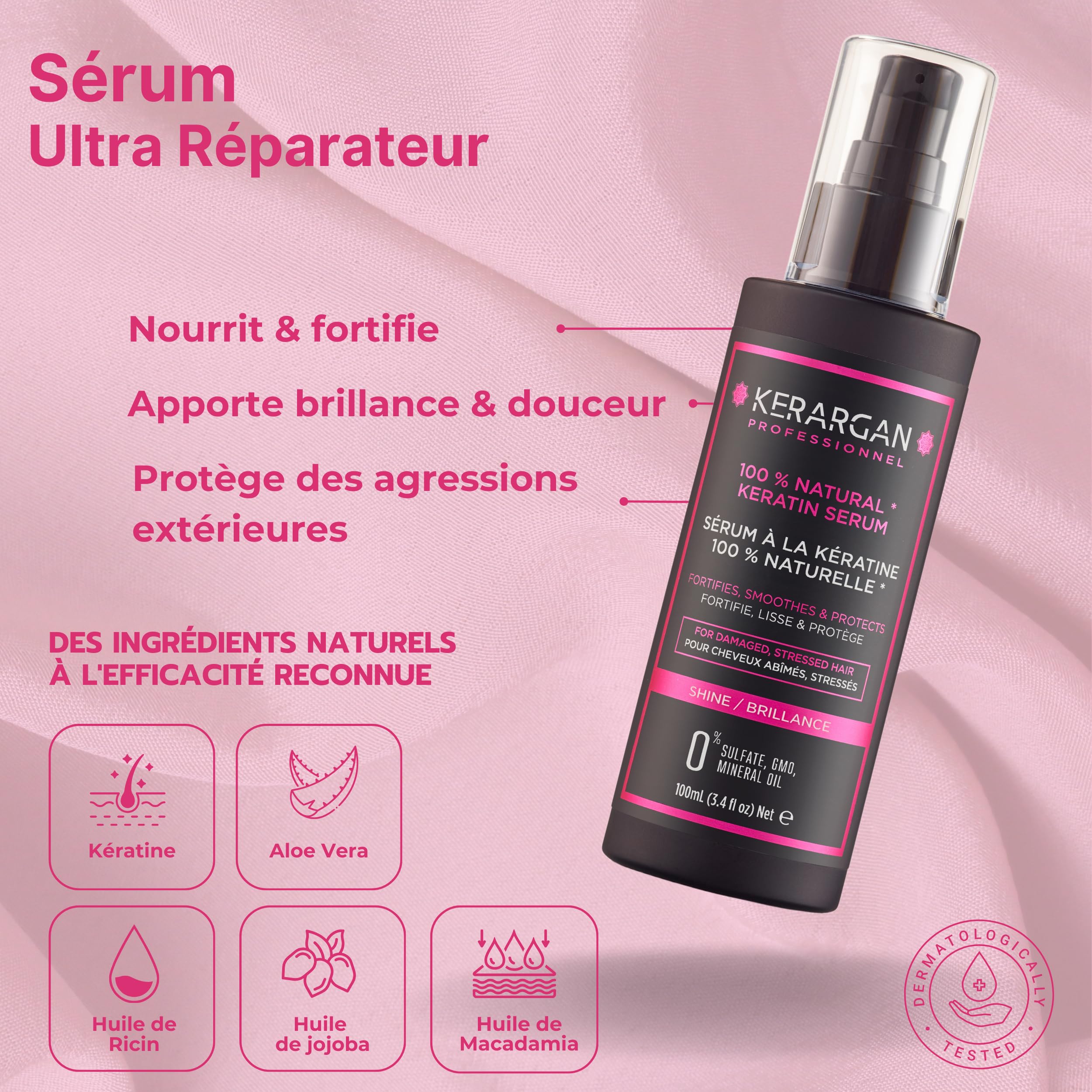 KERARGAN - Routine Kératine 6 Soins Complète - 3x500ml+100ml+350ml+250ml | Shampoing, après-shampoing, masque, sérum, soin sans rinçage et gommage, routine réparatrice complète