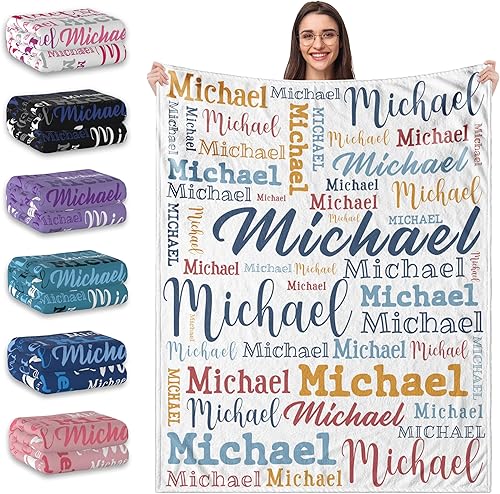 Manta personalizada con nombre, manta personalizada con nombre para bebés, niños y adultos, manta de franela personalizada, regalo para Navidad,