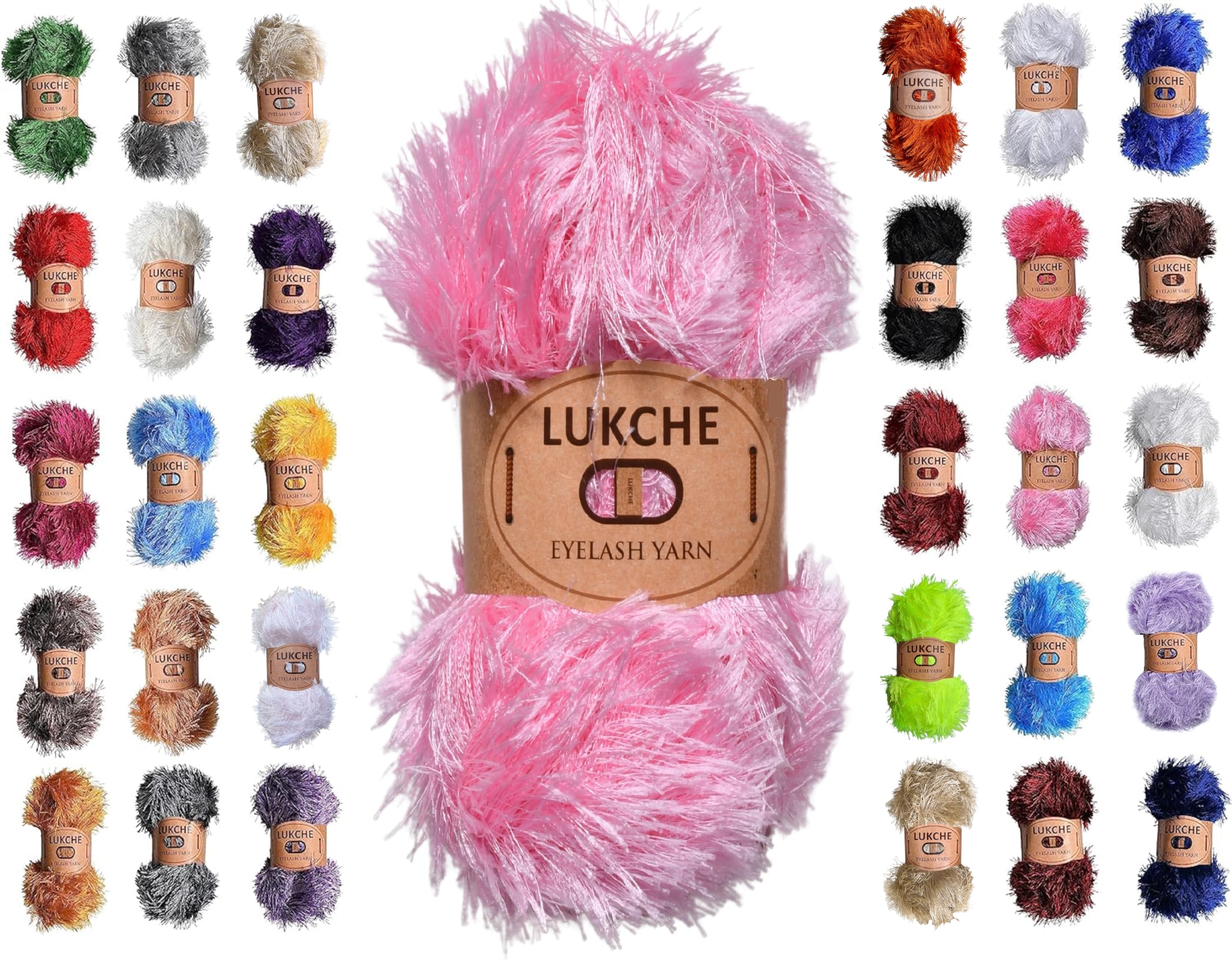 Eyelash Fun Fur Yarn Premium 100% Polyester 164 Yds (150 Mt), 3.53 Oz (100 Gr) Colorful Crochet Yarn Dıy Hand Knitting. (Pink, 1 Skein)