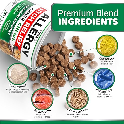 Miniatura 3 de Masticables para aliviar la alergia de los perros, píldoras de tratamiento para aliviar la picazón de la piel del perro, 170 golosinas, masticables