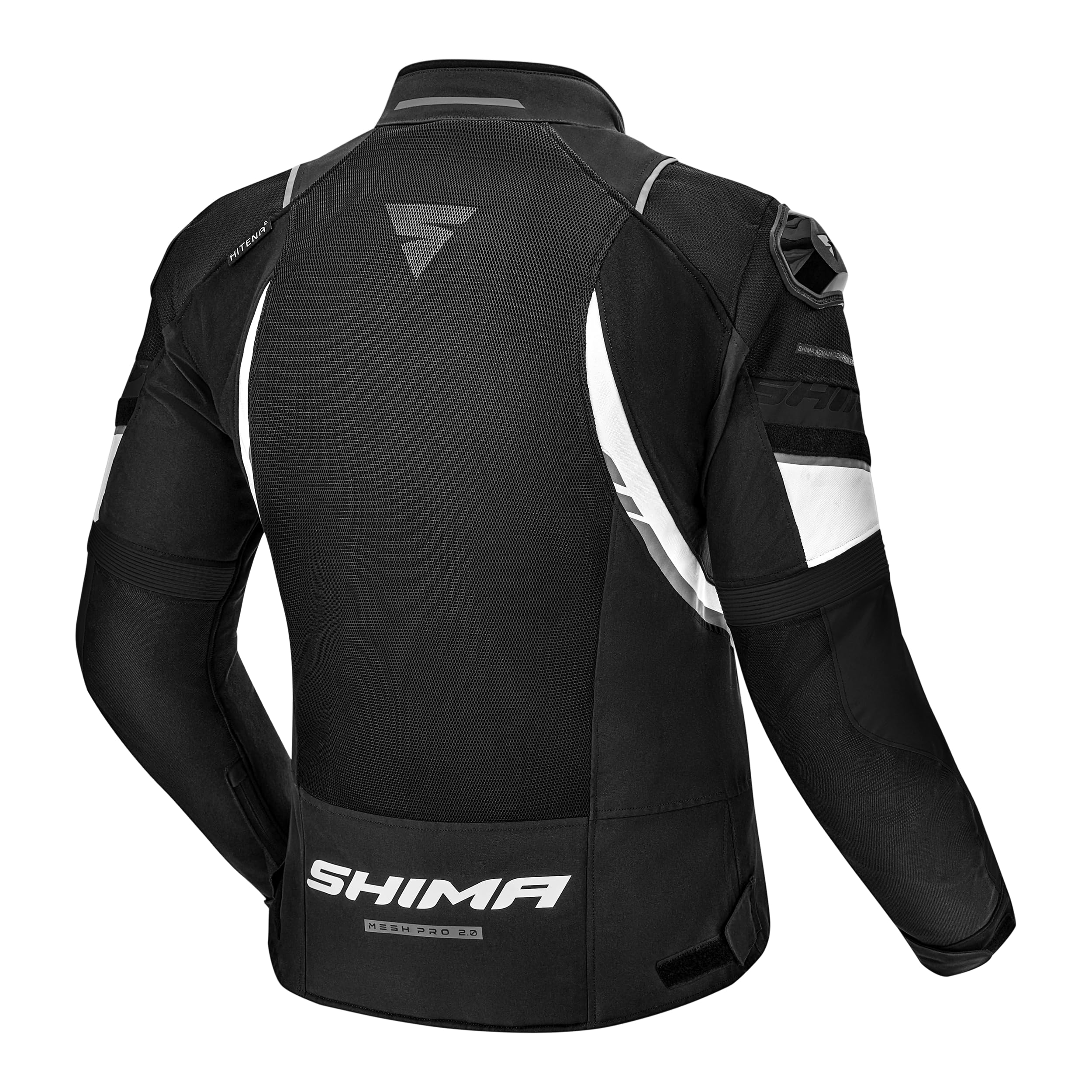 SHIMA MeshPro 2.0 Motorrad Jacke Herren mit Protektoren AirForce Rückenprotektor Motorradjacke Sommer Schulter Protektor Ellbogen Textiljacke Schutzjacken Protektorenjacke Stadt (Männer, Weiß, L)
