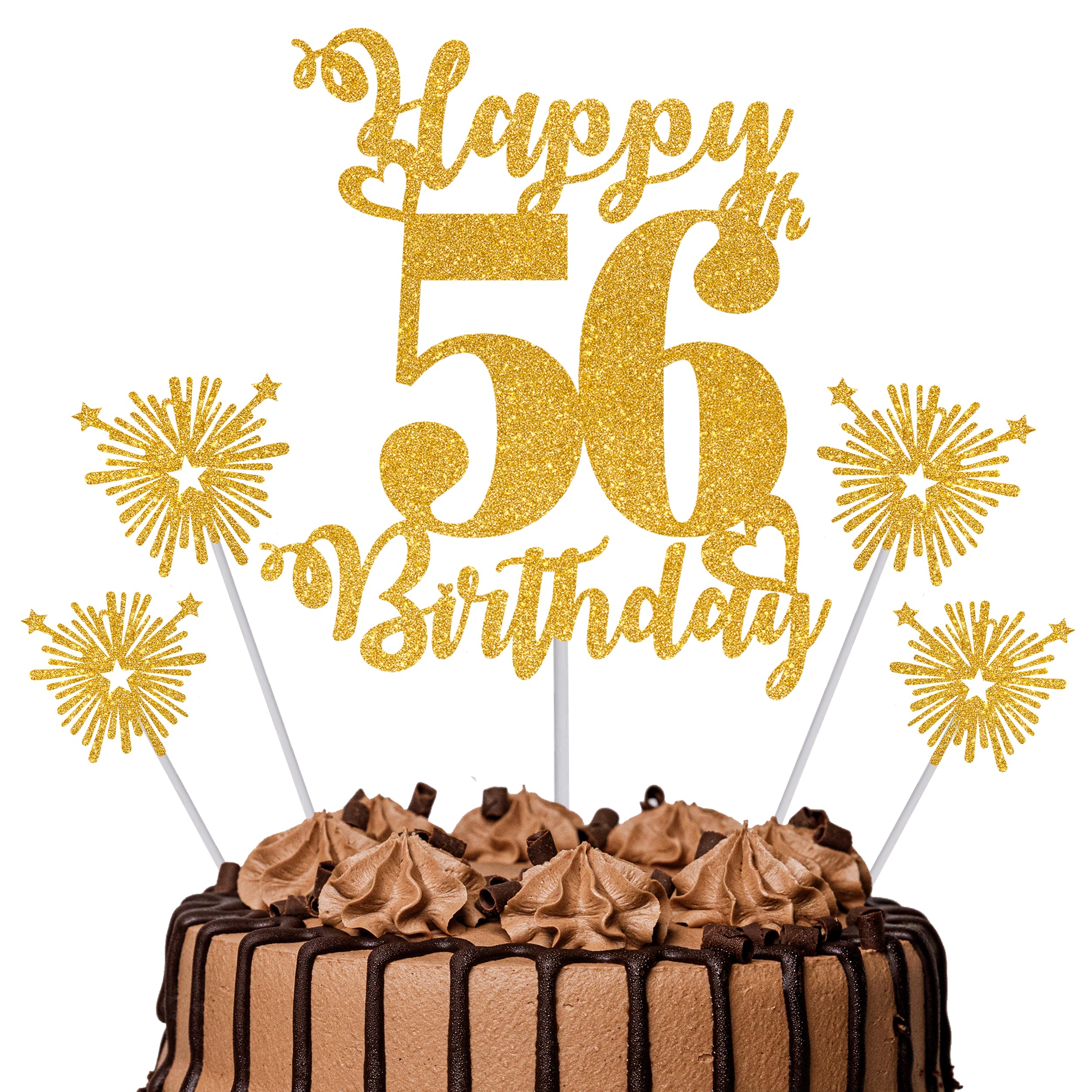 Gold Glitter 96th Birthday Cake Topper Set – 5 Piece Premium Glitter Birthday Decoration & Party Supplies for Men, Women & Kids – 96th Birthday — view 75