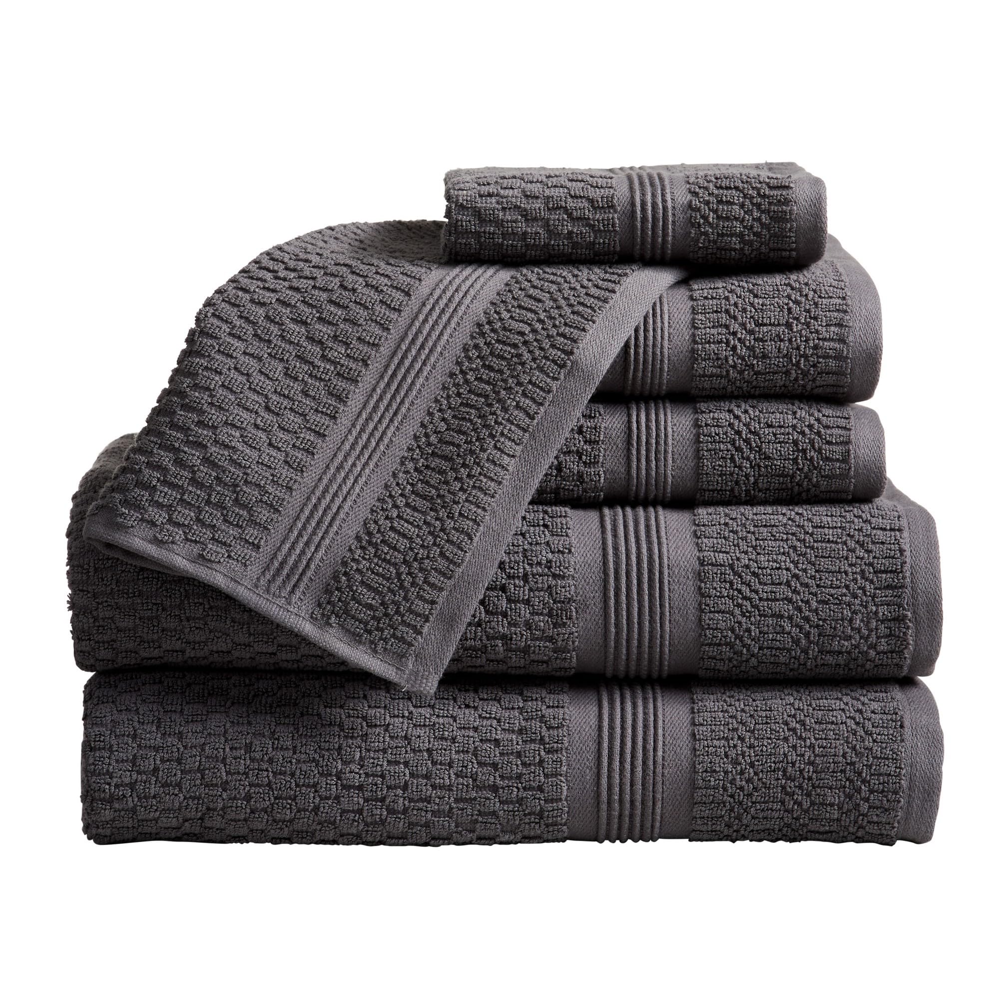 100% Cotton Waffle Textured 6 Piece Towel Set| Super Soft Quick Dry Bath Towels | Decorative Towels for Bathroom | 2 Bath Towels, 2 Hand Towels, 2