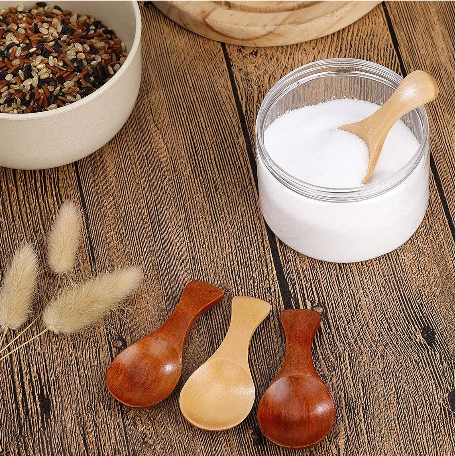 10 Petites Cuillères à Sel En Bois Anseom - Mini Cuillères Manche Court 83mm Pour Épices Et Assaisonnement