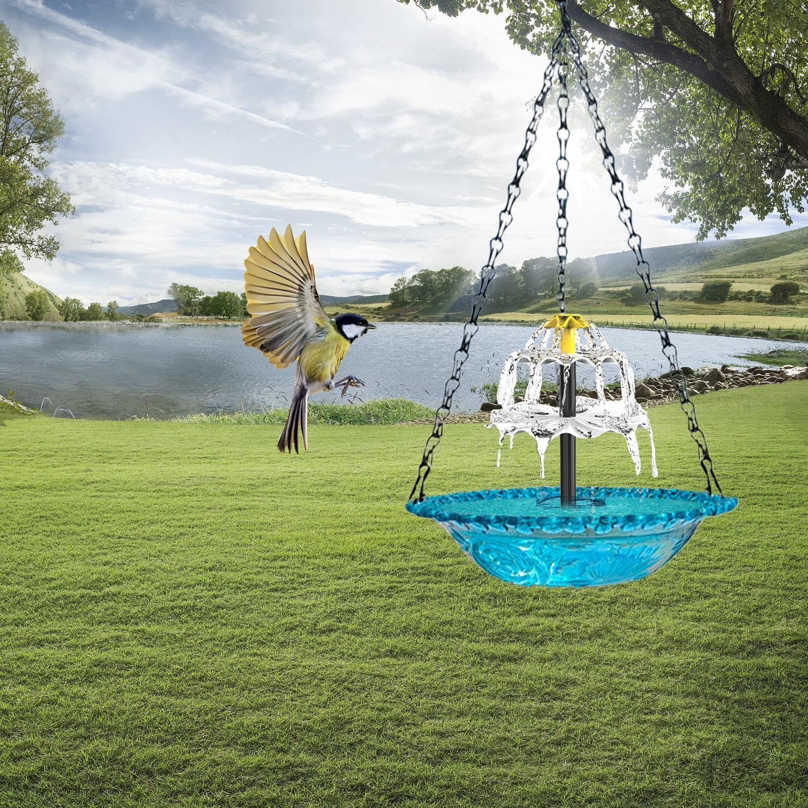 Fontana di acqua solare per uccelli – pratica fontana da bagno stabile