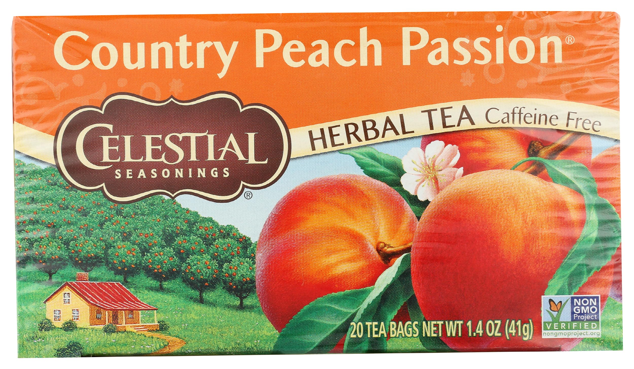 Celestial Seasonings Herbal Tea With Country Peach | Non-GMO Project Verified | Caffeine Free | 20 Tea Bags
