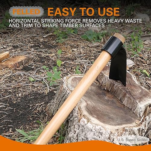 Miniatura 3 de Felled Herramienta curvada Adze para carpintería con hacha de tallado de madera, curvada con mango Adze de 18 pulgadas de largo