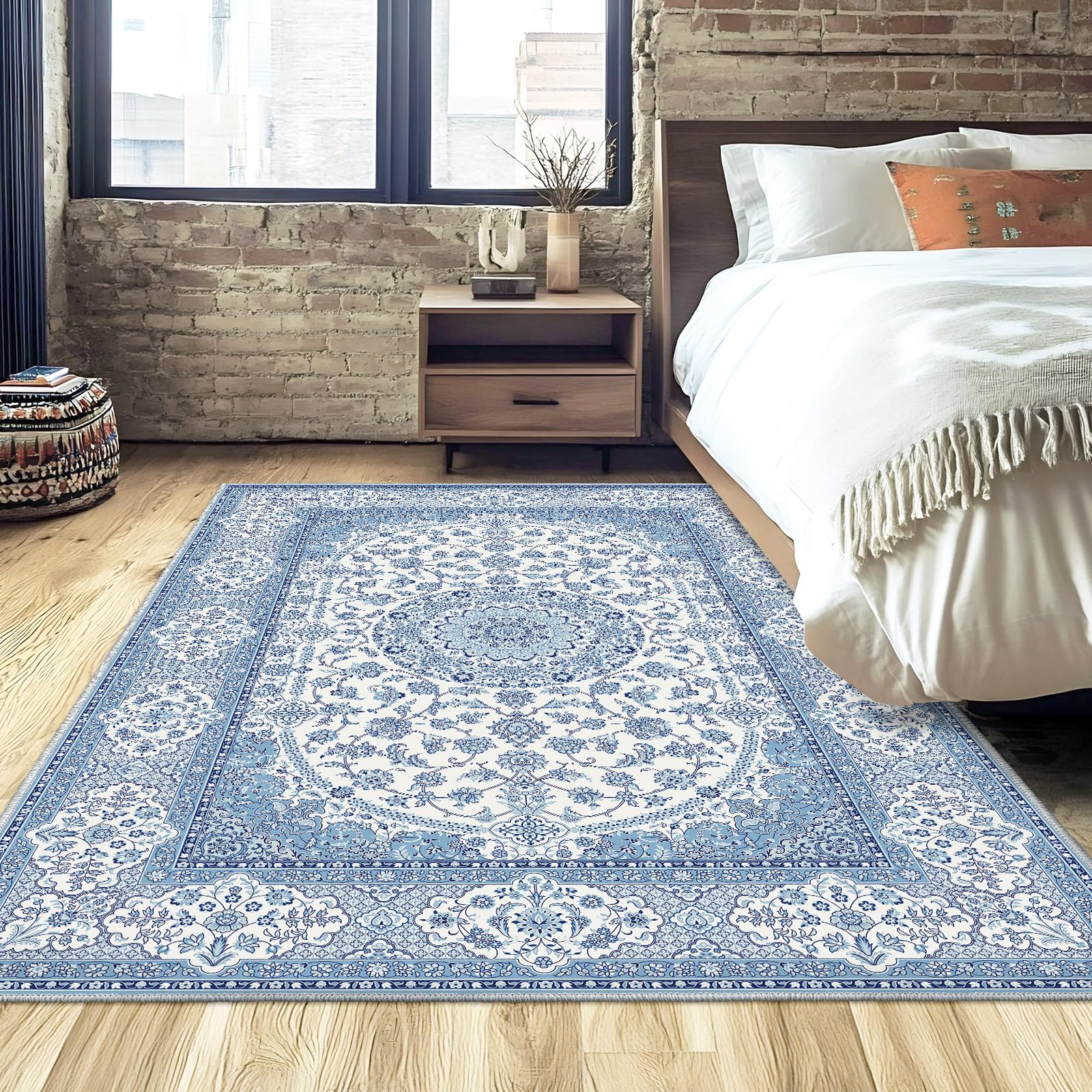 Amazon | FORTSEA 大きい ラグマット 160×230cm 洗える ペルシャ風 花
