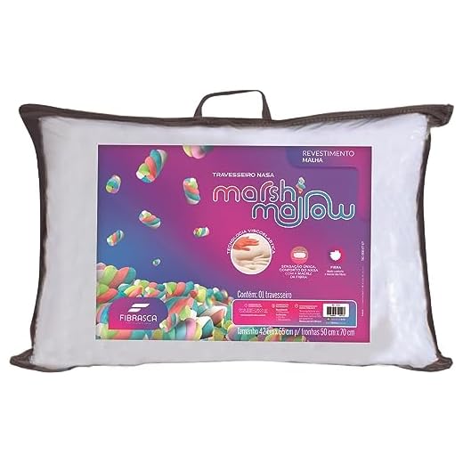 Travesseiro Nasa Alto Marshmallow para Fronhas 50x70 Cm, Revestimento 100% Poliéster, Branco, Fibrasca