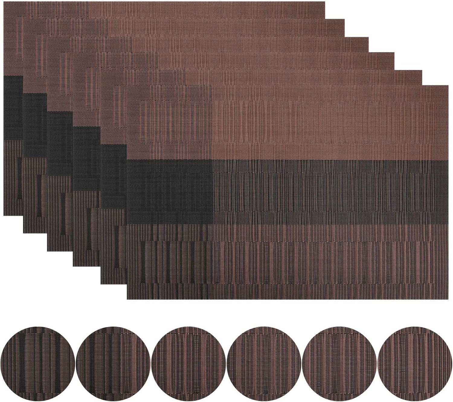 MI CASA Placemats Set of 6pcs Vinyl Woven Placemats + 6pcs Coasters
