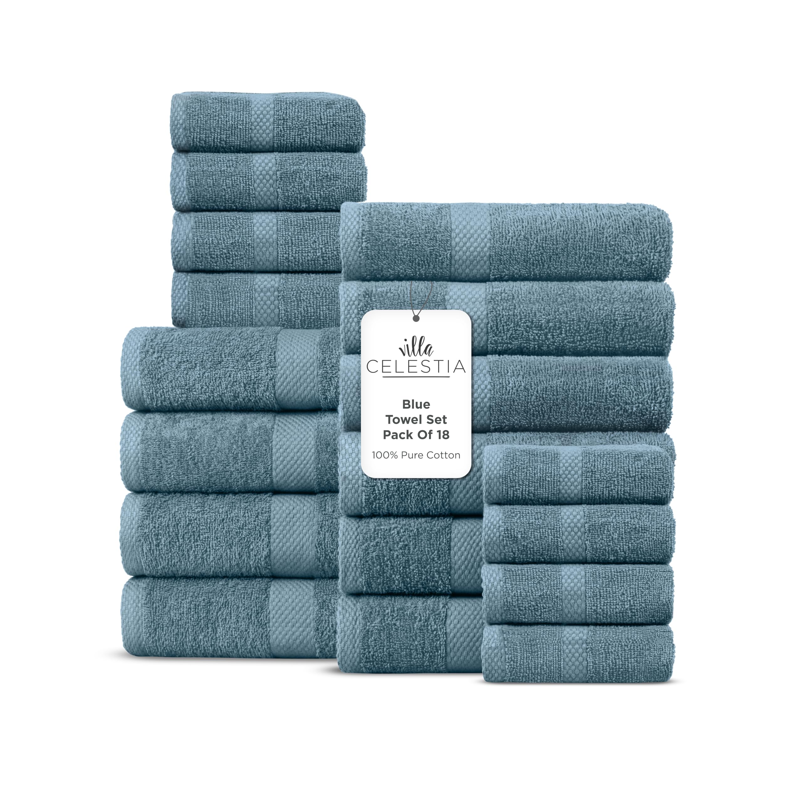 Amazon.com: Villa Celestia 100% Cotton Bath Towel Set of 18-4 Bath