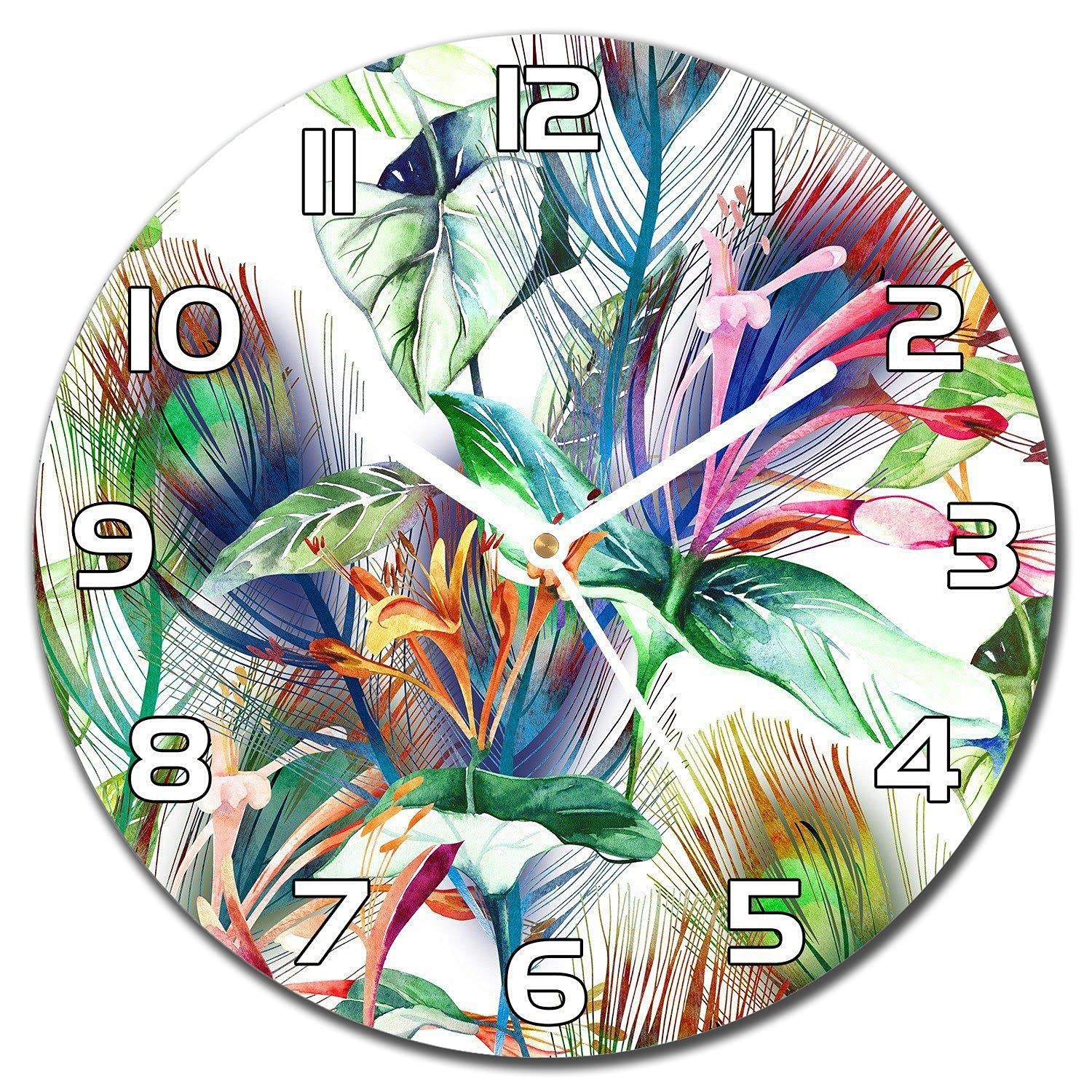 Horloge en verre lisible aiguilles blanches Coloray 30 cm pour mur sombre