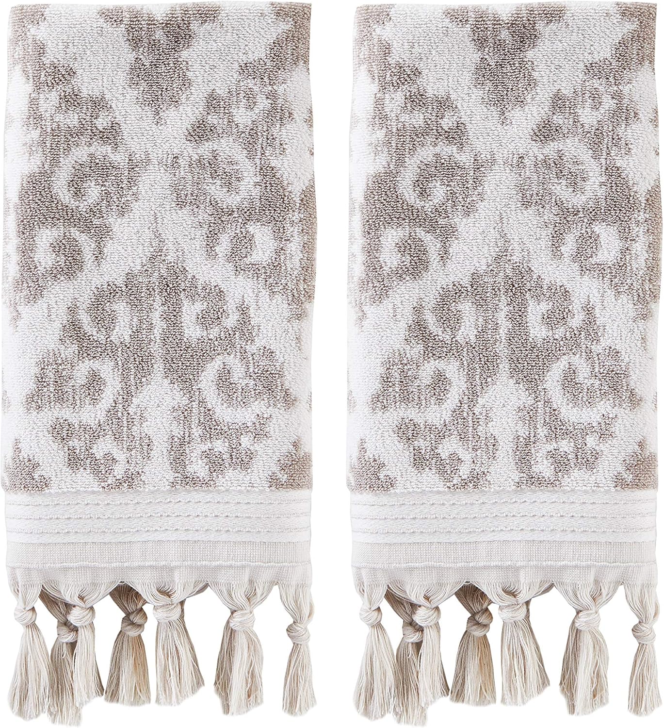 Product image of SKL Home Mirage Fringe 100% Turkish Cotton Hand Towel (2-Pack), Taupe , 16x26 in