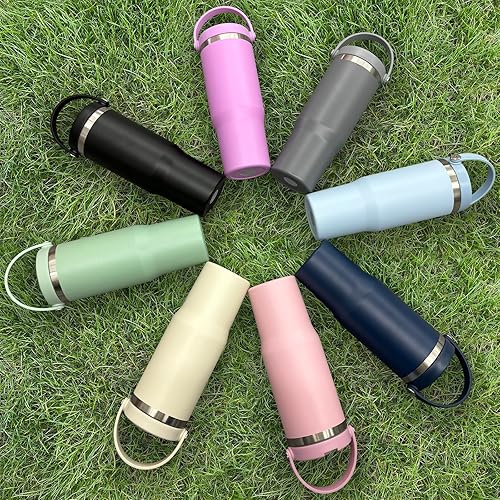 Miniatura 7 de Vaso de 30 onzas con asa superior, vaso aislado al vacío de doble pared con popote abatible, taza de café de viaje de 30 onzas con recubrimiento en