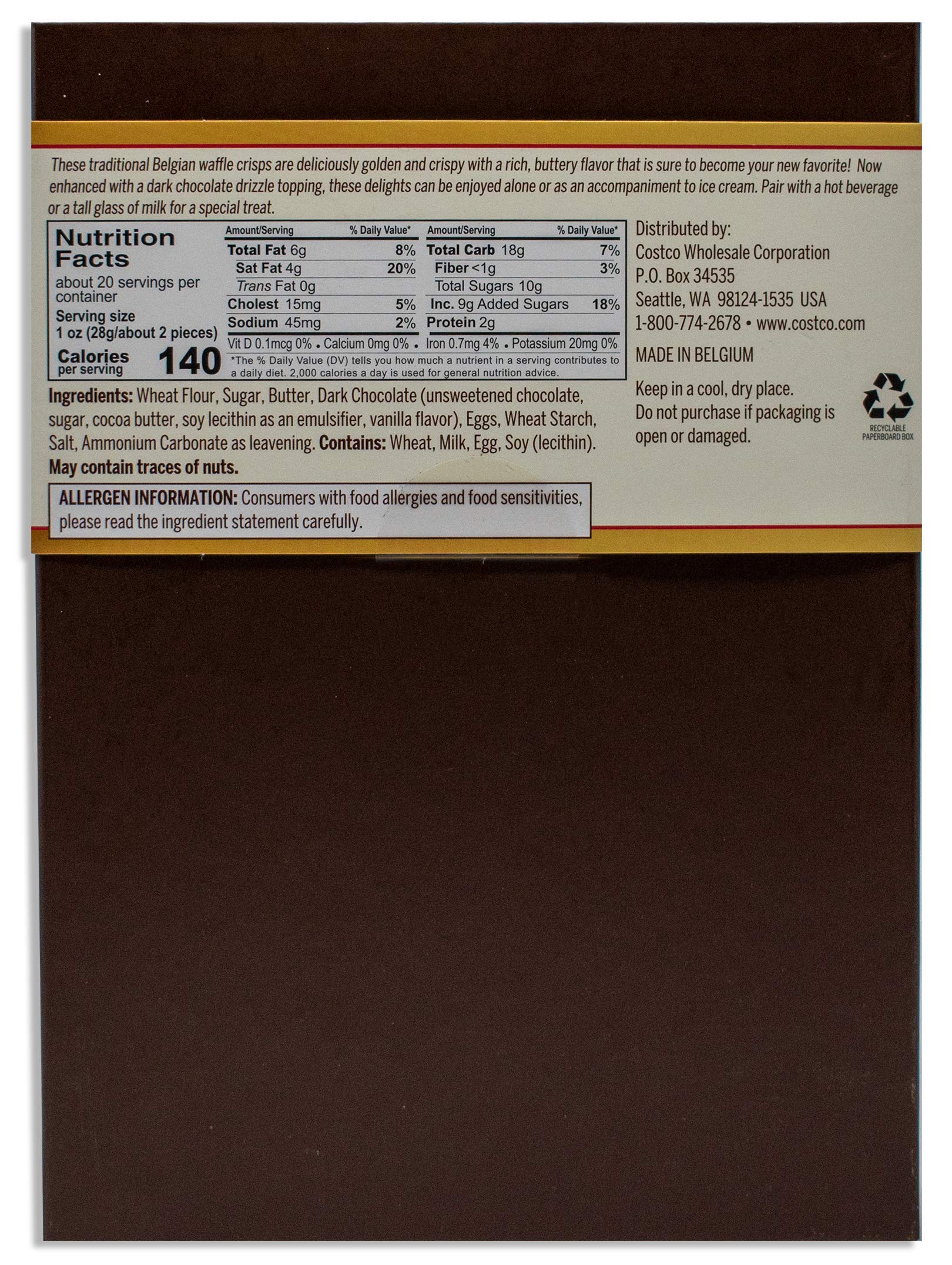 Buy Kirkland Signature Traditional Belgian Waffle Crisps with Dark