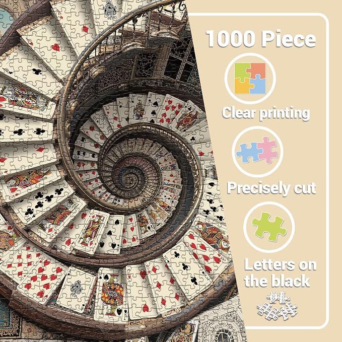 Puzzle de 1000 piezas escalera de cartas vintage miniatura 5