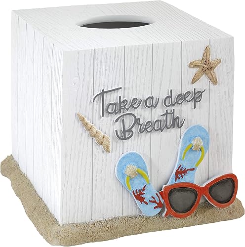 Avanti Linens - Funda para caja de pañuelos, decoración de baño inspirada en la playa (colección Beach Mode)