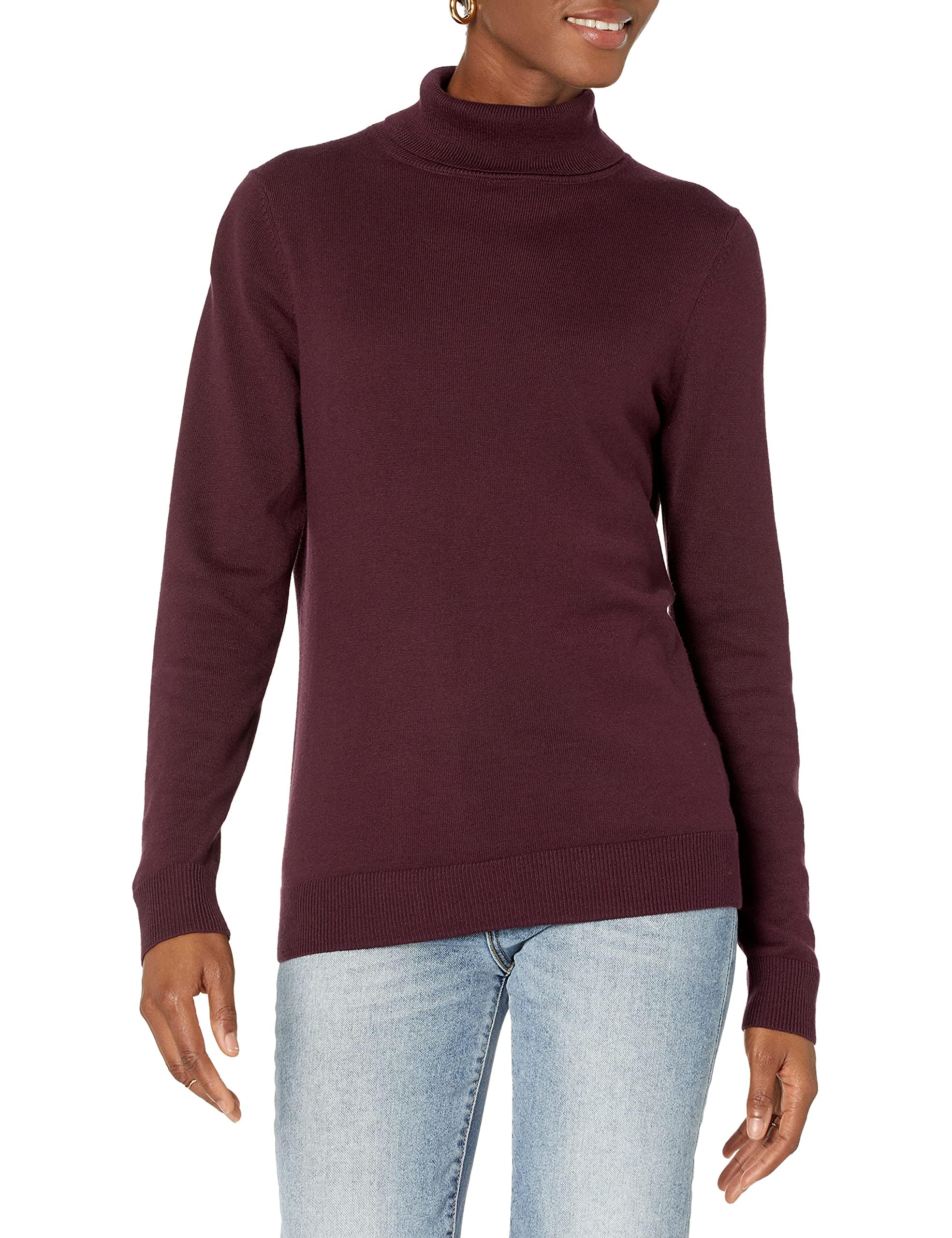 Amazon Essentials Women's Classic-Fit Lightweight Long-Sleeve Jumper, Burgundy, XL