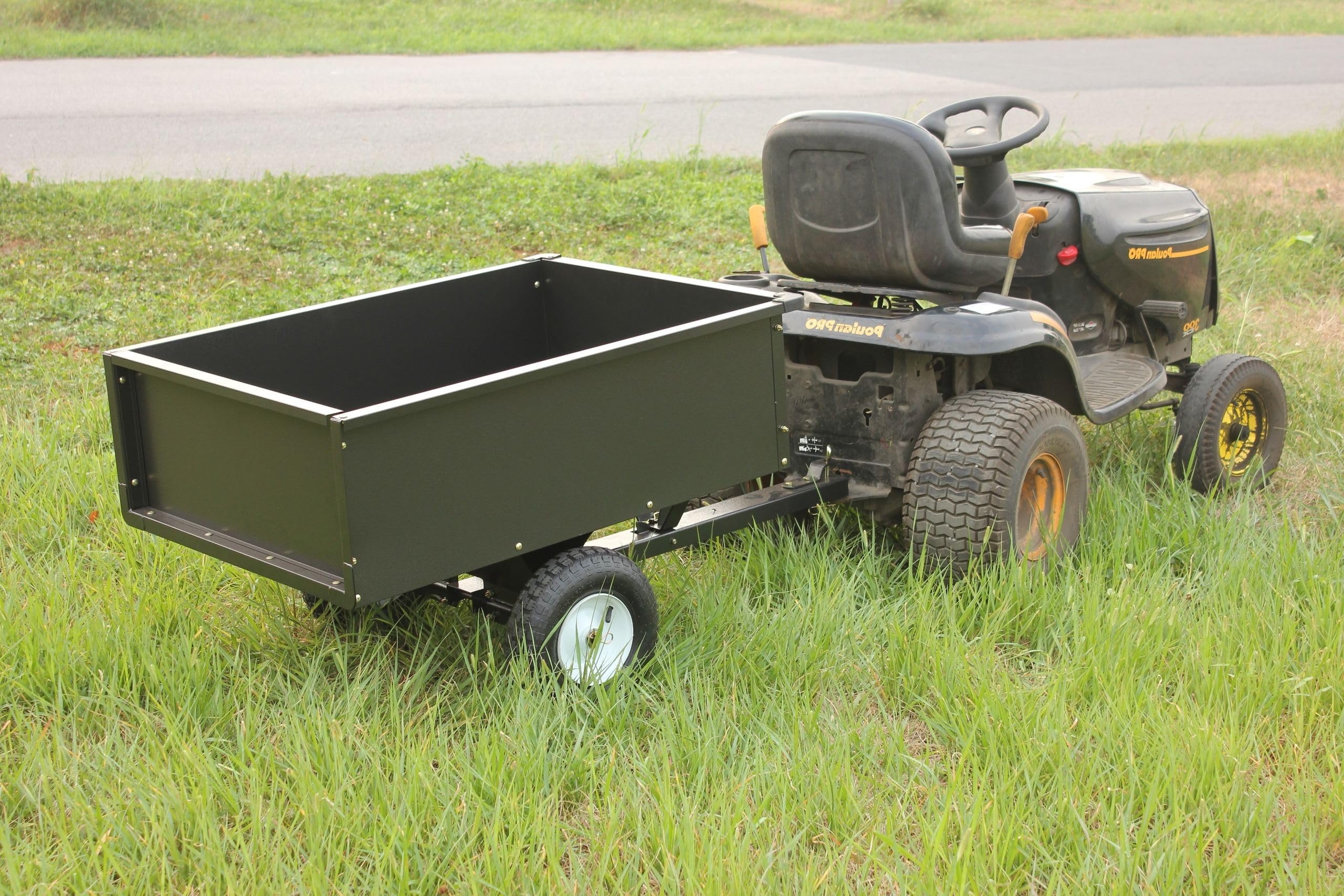 SECURA Remorque basculable capacité 180KG compatible avec Husqvarna Tracteur de pelouse