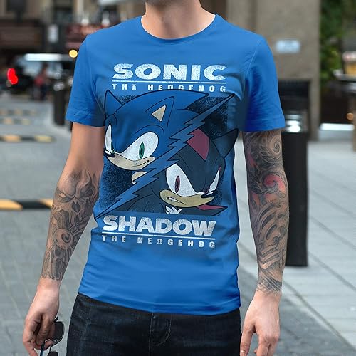 Miniatura 2 de Sonic vs Shadow - Camiseta dividida para adulto, juego clásico vintage envejecido