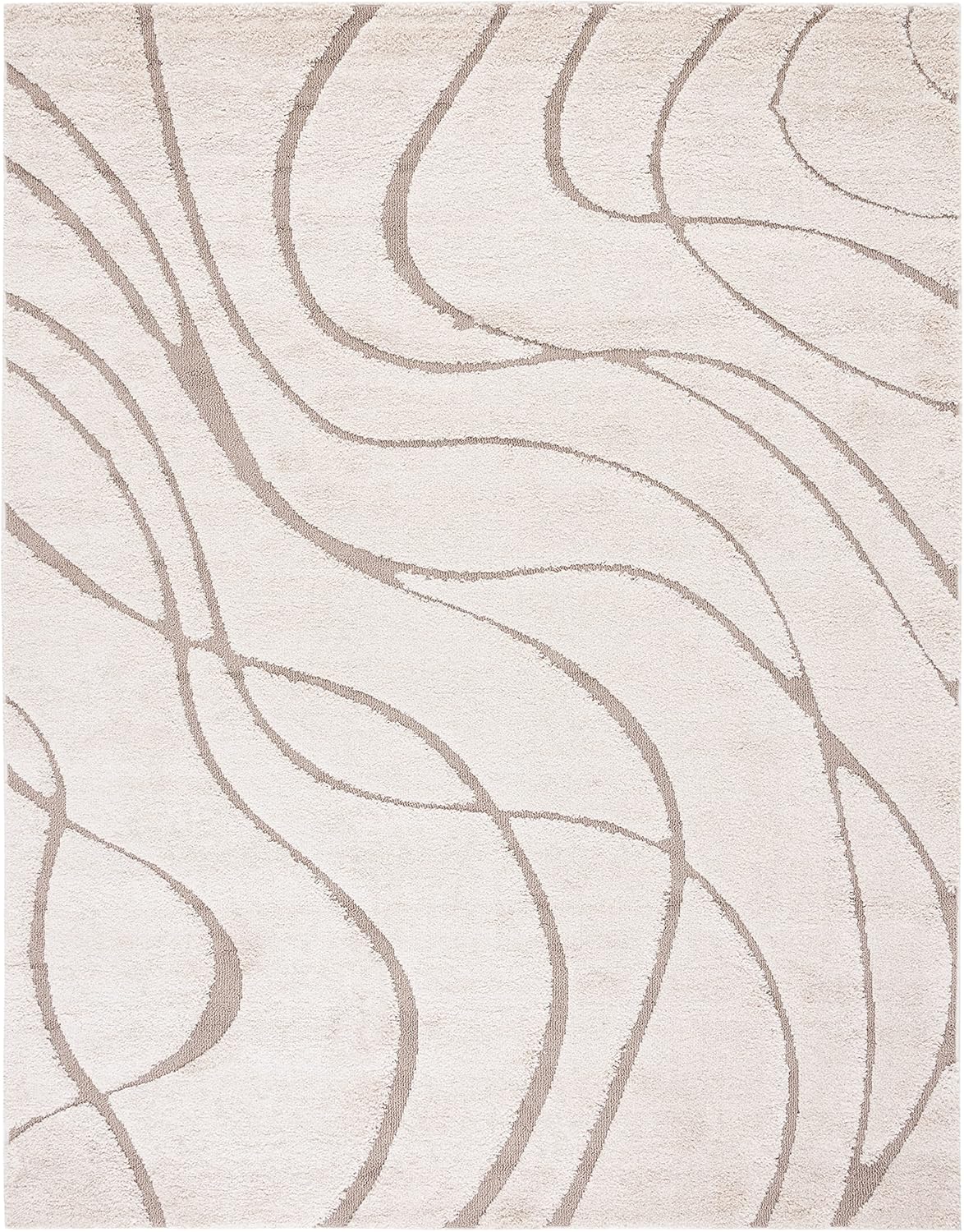 SAFAVIEH Florida Shag Collection X-Large Area Rug - 11' x 15', Cream & Beige, Non-Shedding & Easy Care, 1.2-inch Thick Ideal for High Traffic Areas in Living Room, Bedroom (SG471-1113)