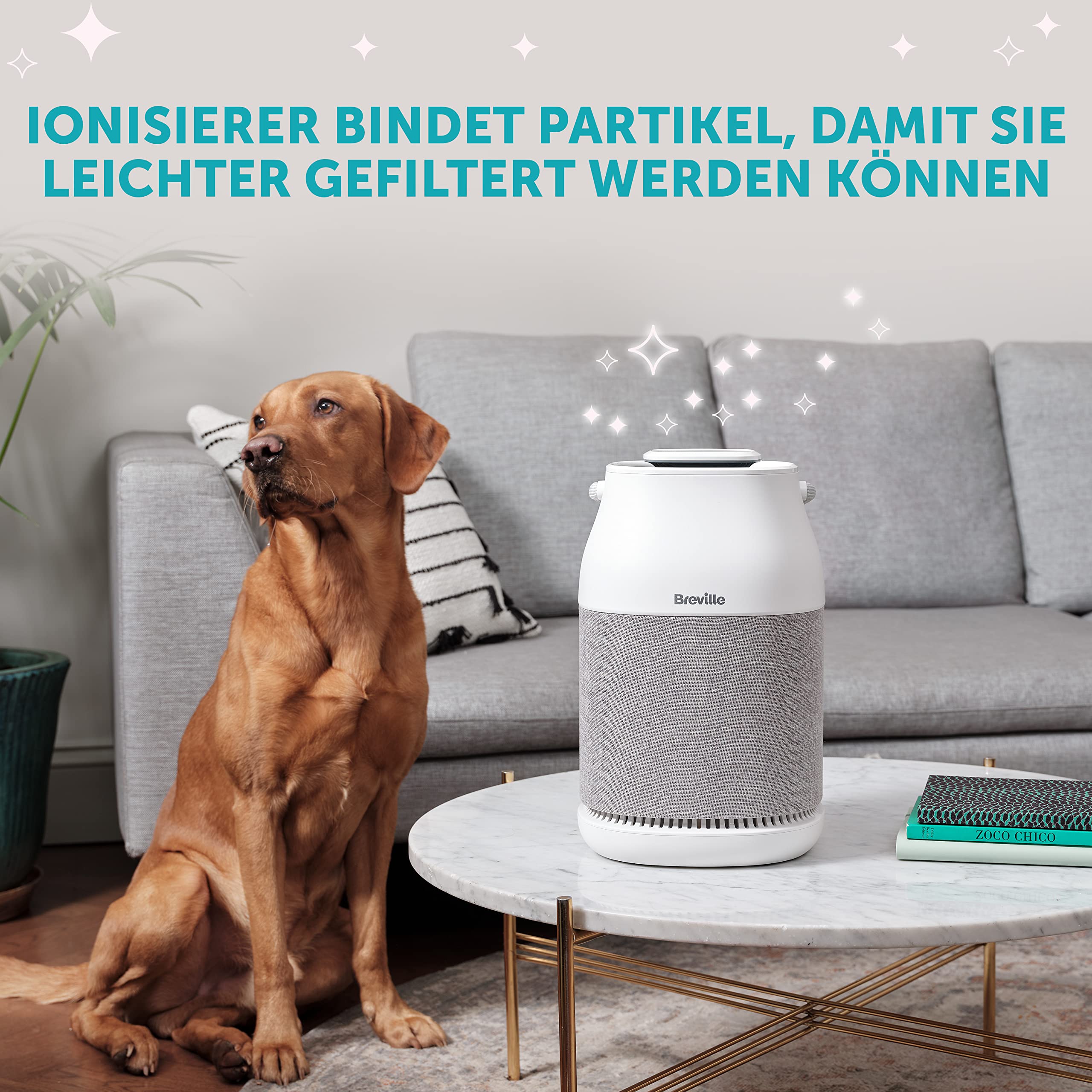 Breville 360° Light Protect Luftreiniger | leiser, H13 True HEPA-Filter | entfernt 99,97% an Staub, Rauch, Pollen & mehr | 3 Geschwindigkeiten | Nachtmodus | Filteraustausch-Anzeige | Touch-Bedienfeld