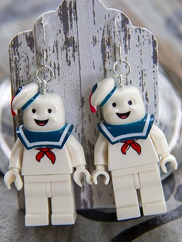 Miniatura 2 de Stay Puft Marshmellow Man Earrings STERLING SILVER Hooks compatible with Ghostbusters Stay Puffed Mr. Stay-Puft Marshmallow