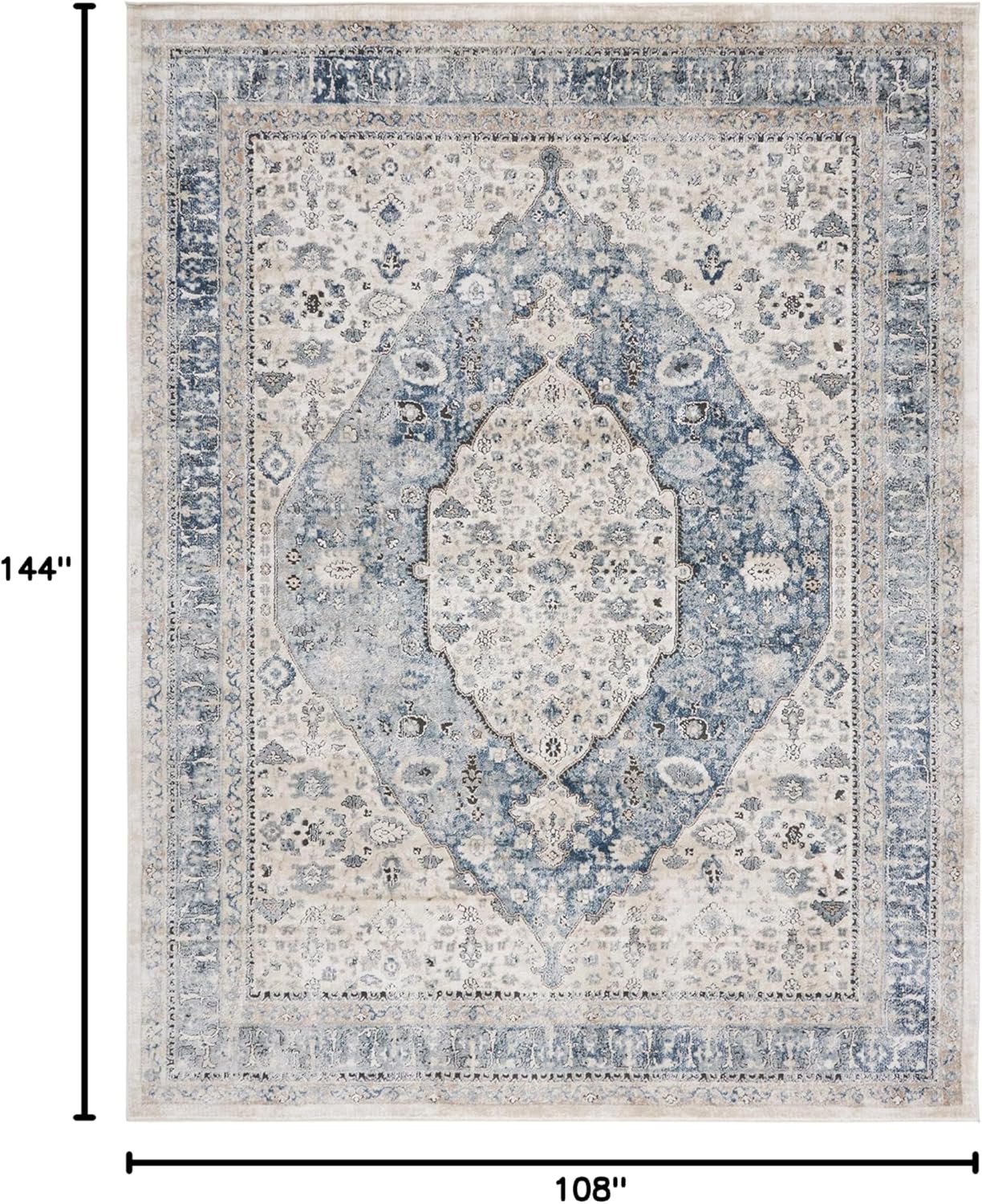 SAFAVIEH Oregon Collection Area Rug - 9' x 12', Beige & Grey, Oriental Distressed Design, Non-Shedding & Easy Care, Ideal for High Traffic Areas in Living Room, Bedroom (ORE896B)
