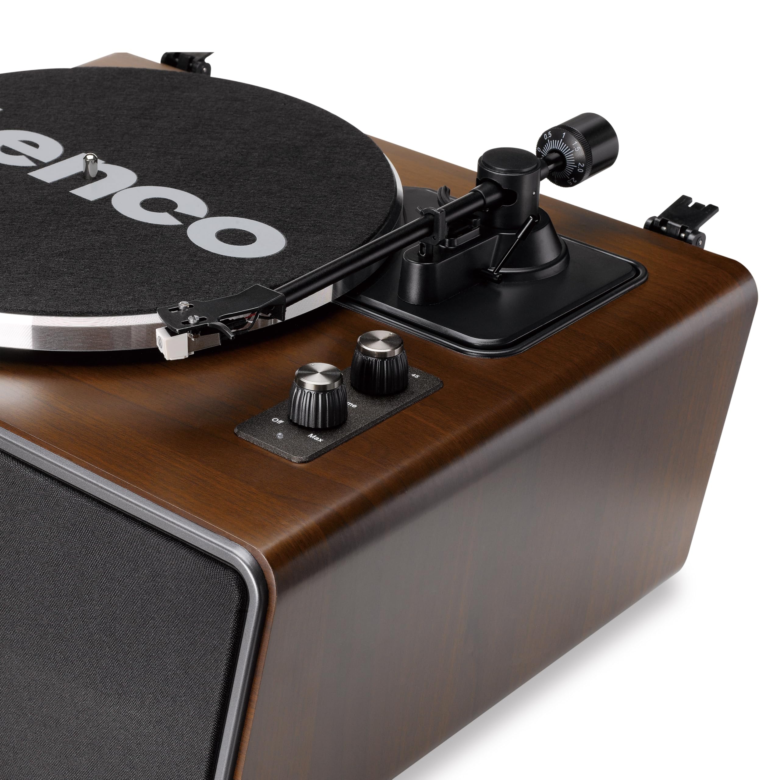 Lenco LS-470WA Giradischi All-in-One con Altoparlanti Integrati (80W), Bluetooth, Trasmissione a Cinghia e Testina Audio Technica - Finitura in Noce