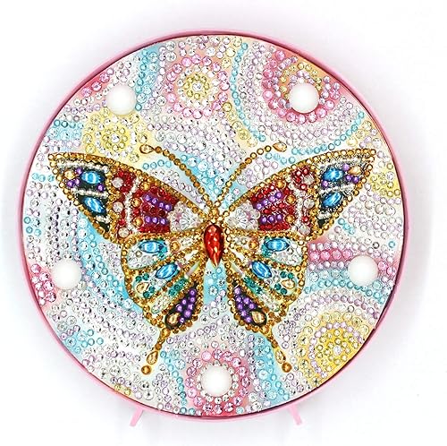 Lámpara de pintura de diamantes DIY con luces LED, kit de dibujo de cristal de taladro completo, luz nocturna de noche, manualidades para decoración