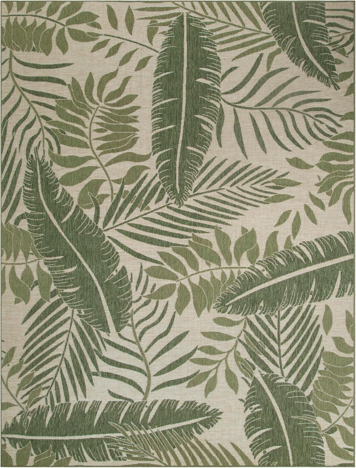 Nourison Home Garden Oasis Ivory Green 8' x 10' Area Rug - Easy Clean, Non Shedding, Bed Room, Living Room, Dining Room, Kitchen (8' x 10')