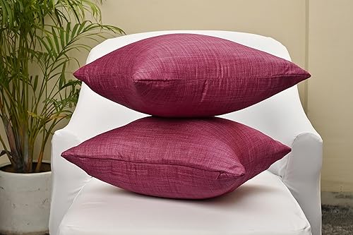 Miniatura 4 de SCARLETT LINENS Almohadas decorativas para sofá cama, almohadas decorativas de sala de estar, almohadas rústicas, fundas de almohada sólidas de seda