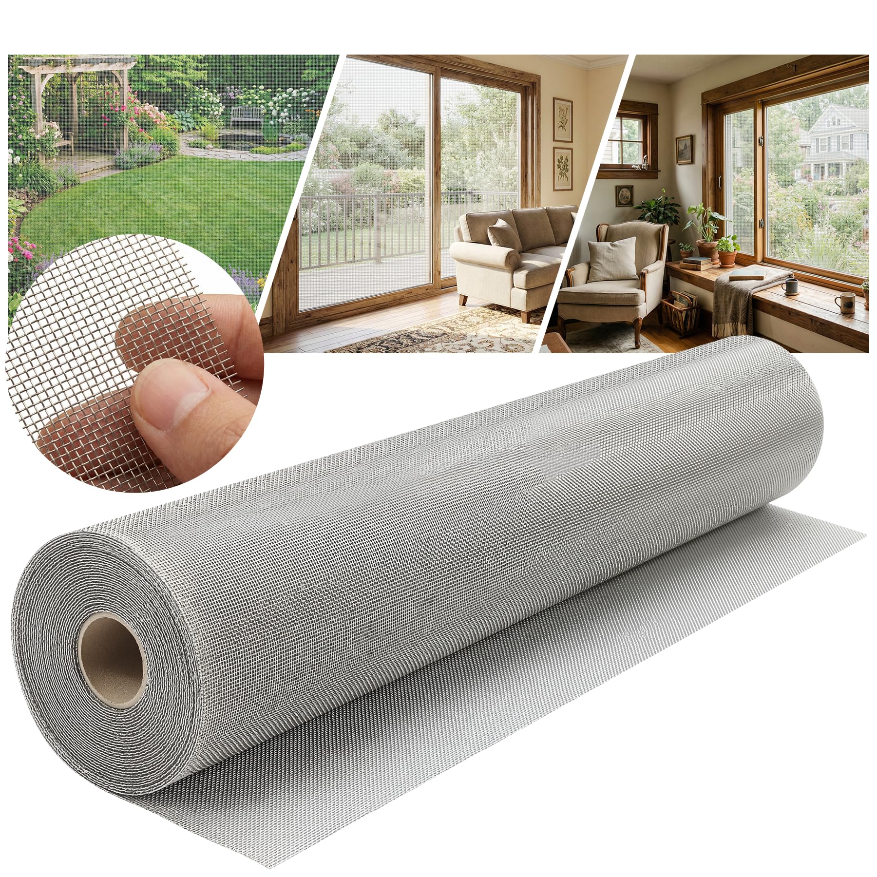 Photo 1 of 47in x 98FT 304 Stainless Steel Window Screen Mesh Roll,Silver