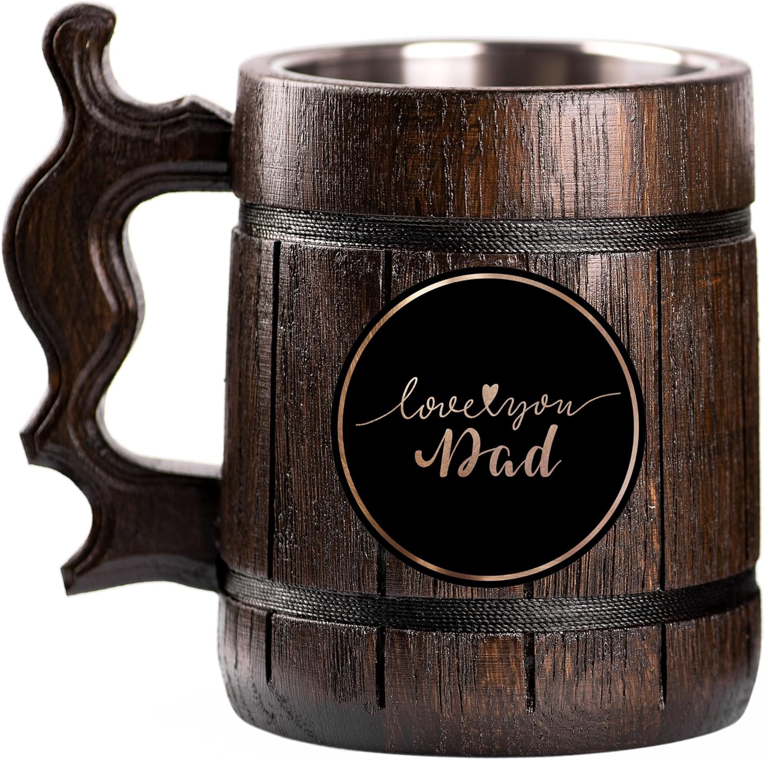 Love You Dad Beer Stein, Personalized Father's Day Gift, Wooden Beer Tankard, Personalized Gift For Dad, Beer Mug