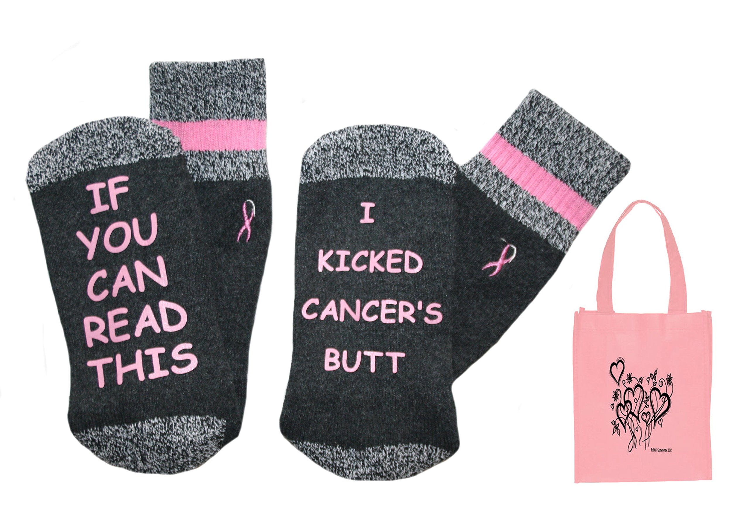 Speaking Socks I Kicked Cancer's Butt Boot Socks & Tote Bag Multi-pack