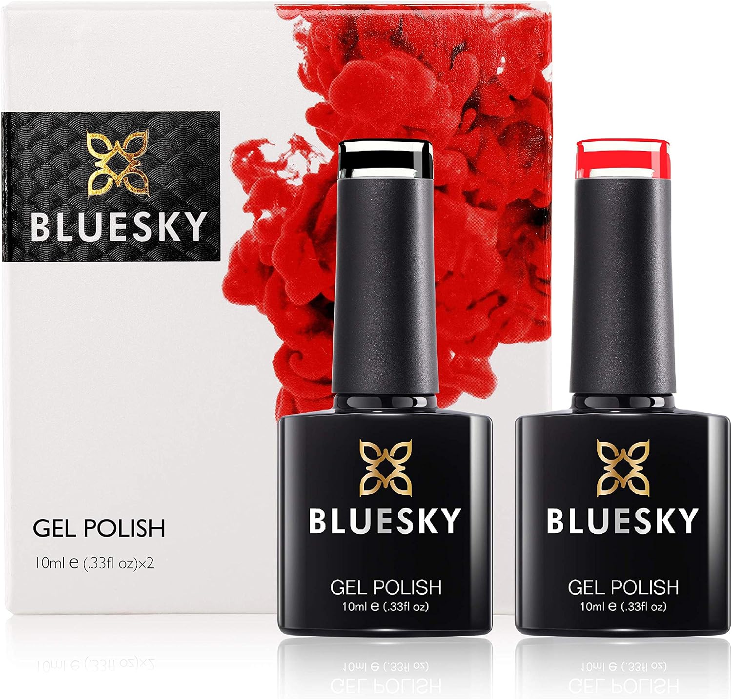 Bluesky Gel Nail Polish Set, 9th Anniversary Set 8, 2 x 10ml, 80518 Blackpool, A074 Pink Neon Coral, Black (Requires Curing Under UV LED Lamp)